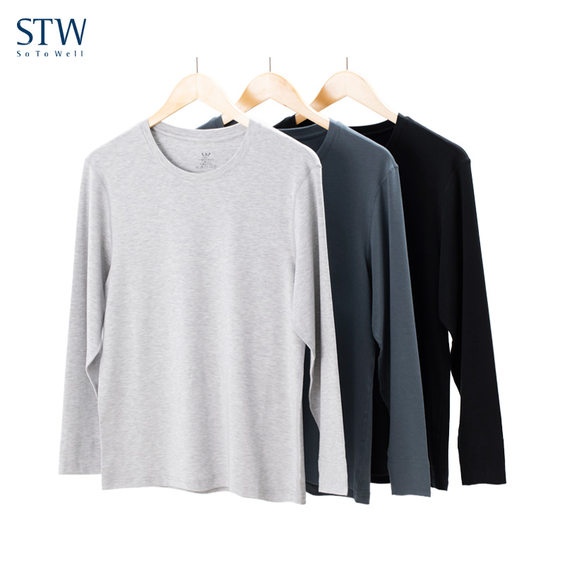 STW.SOTOWELL秋衣男士保暖内衣莫代尔棉单件青年可外穿上衣打底衫
