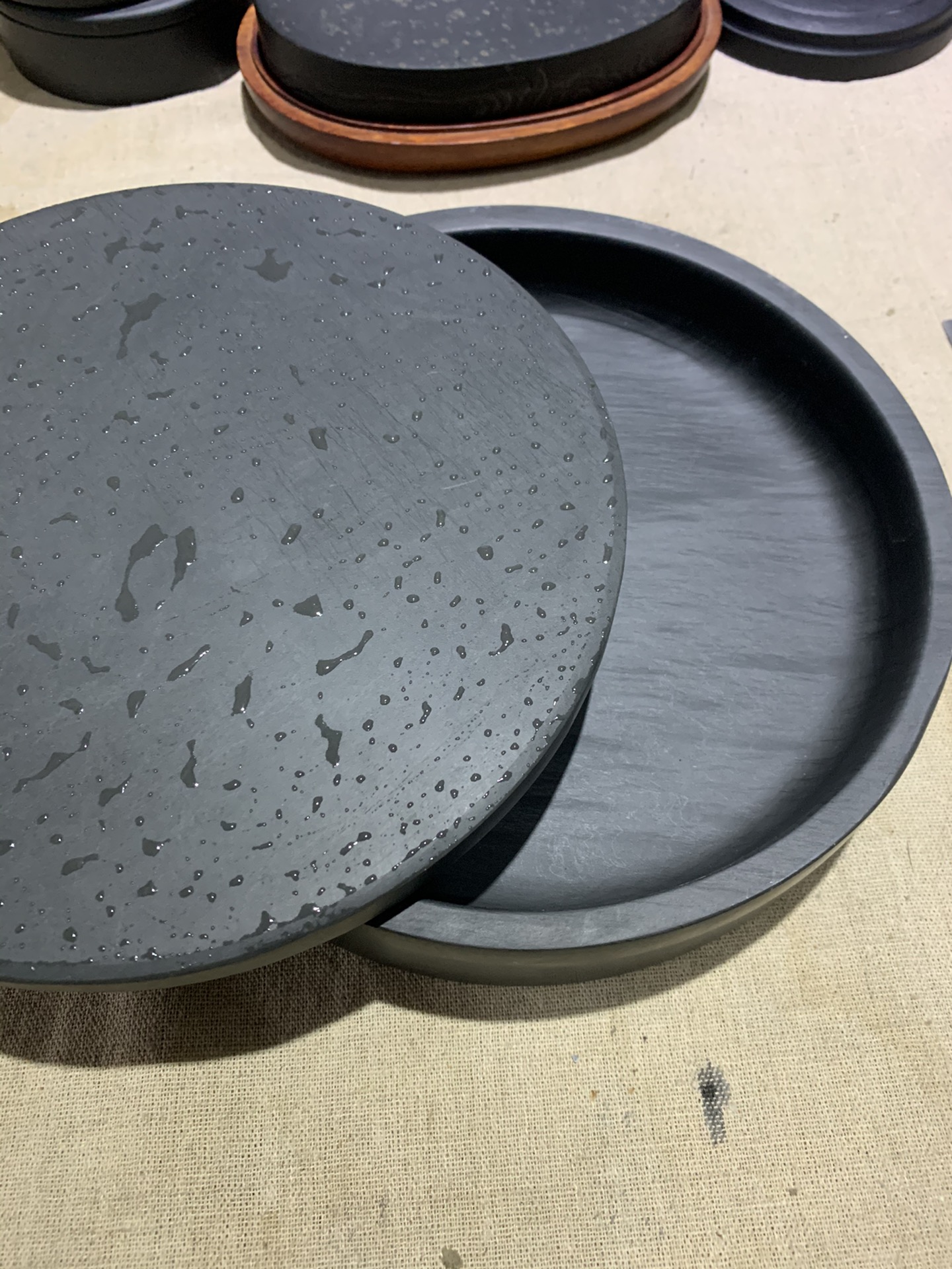 歙砚大圆去砚台螺纹墨海