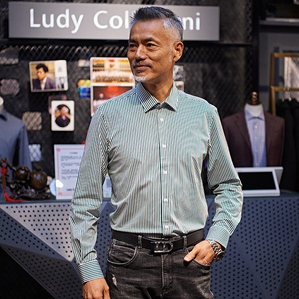 LudyCollezioni 2017CSP青春流行Pima棉针织条纹面料男士长袖衬衫