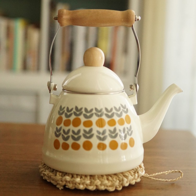老麦【瑕疵高性价比】日式北欧复古小橘子搪瓷烧水壶茶壶凉水壶