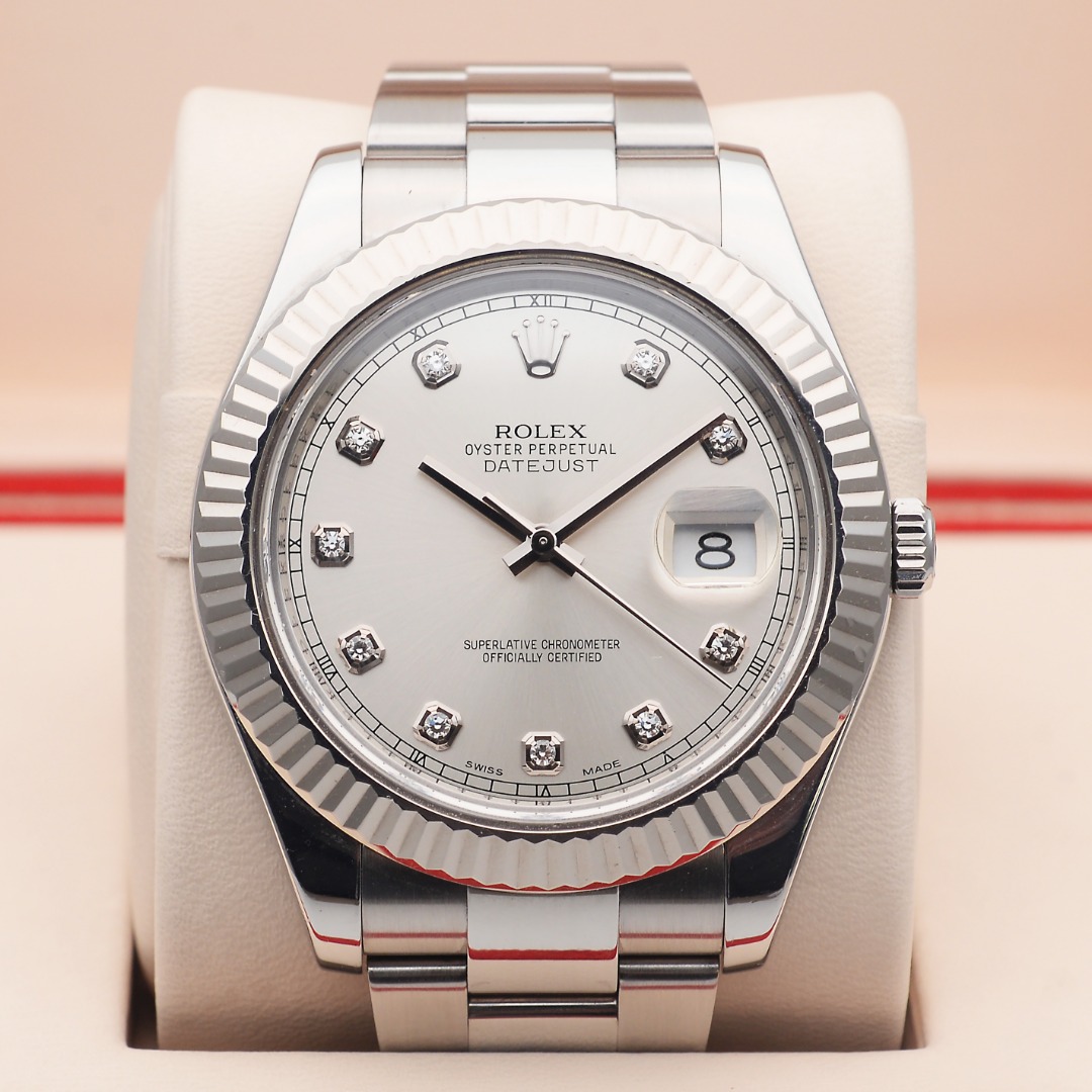 99新 Rolex/劳力士 泽泰/日志型116334/银盘/间白金原钻/41mm手表