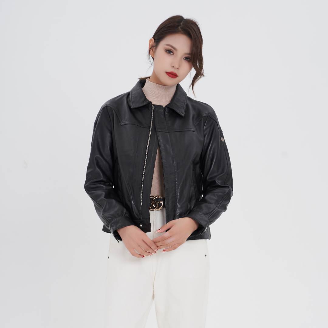 MarKhor JacKet 修身时尚百搭秋季休闲黑色绵羊皮衣外套L2018.