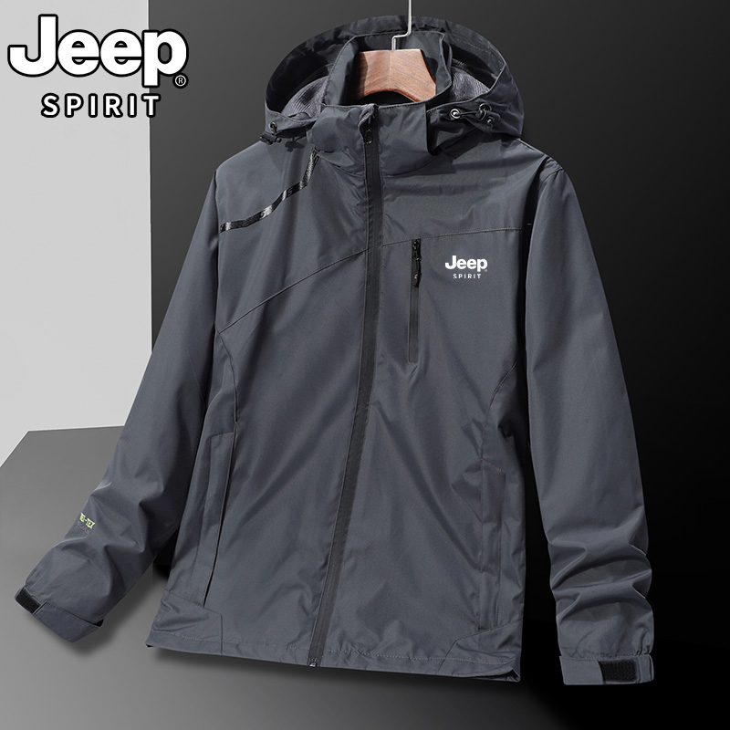 JEEPSPIRIT春秋新款薄款男士防风防水耐脏迷彩情侣登山服1899