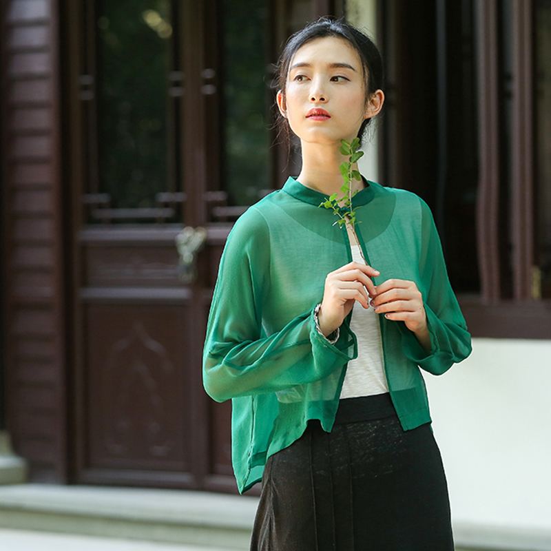 蘭襟【旧时窗前风】桑蚕丝轻薄防晒衫女夏季外搭空调开衫中式复古