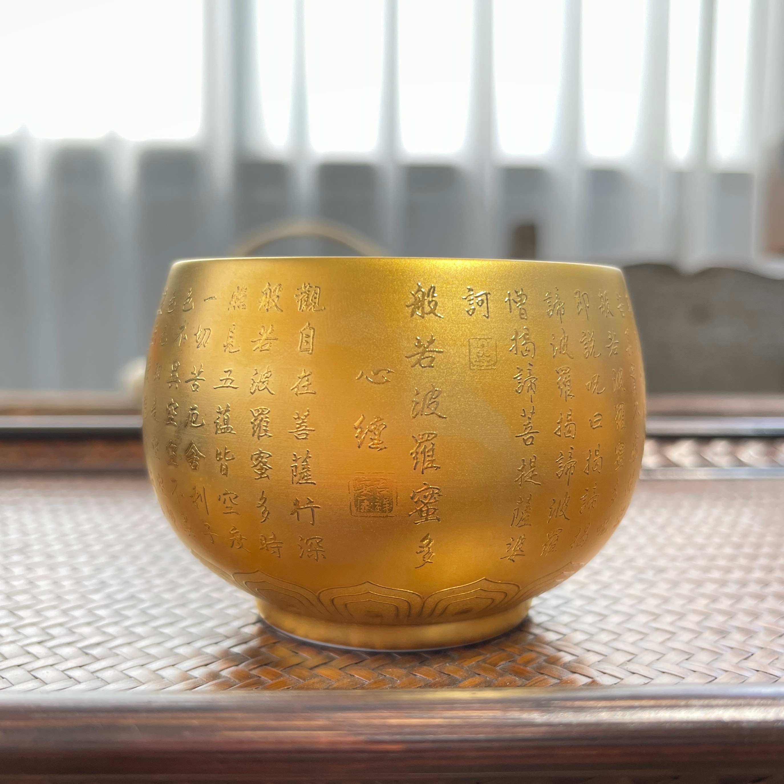 德化白瓷羊脂玉鎏金心经杯主人杯个人专用单杯功夫茶杯定制伴手礼