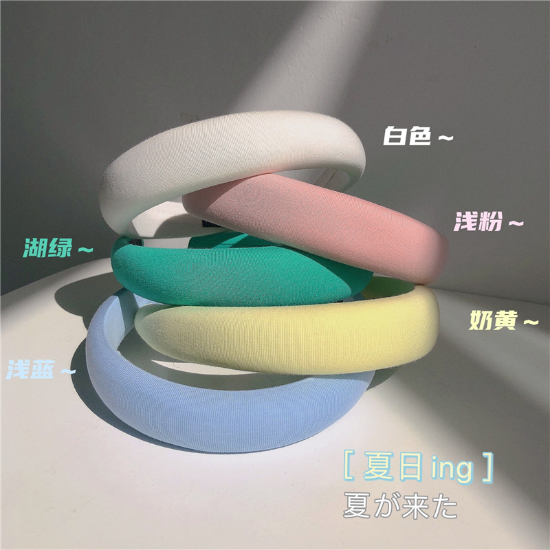 【悟悟精选】马卡龙色海绵宽边发箍增高少女百搭外出头箍发饰