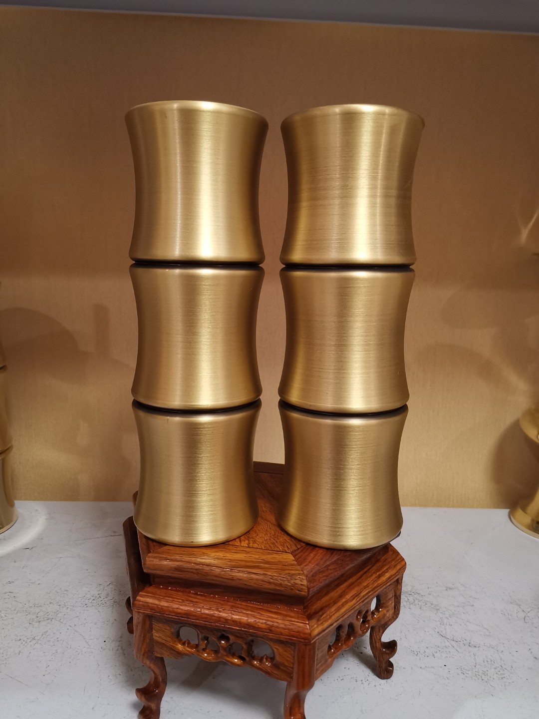 特厚黄铜竹节香筒（一对）