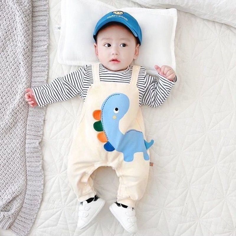婴儿连体衣春秋纯棉新款3-18个月男女宝宝睡衣新生儿衣服恐龙哈衣