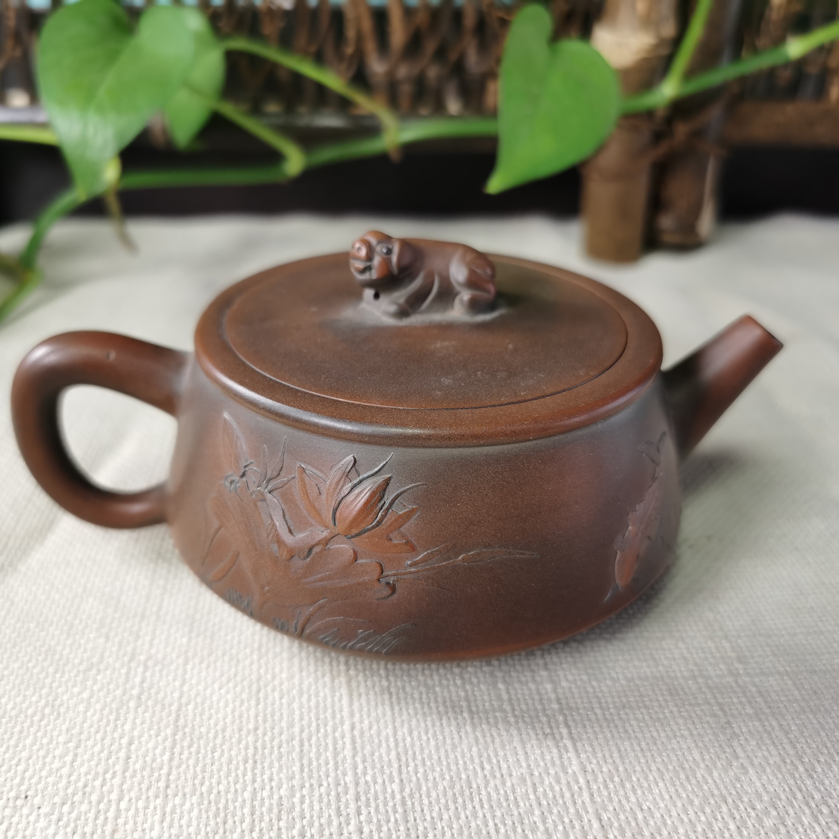 广西坭兴陶井栏壶汉铎茶壶钦州坭兴壶手工制作内置盖微瑕茶具