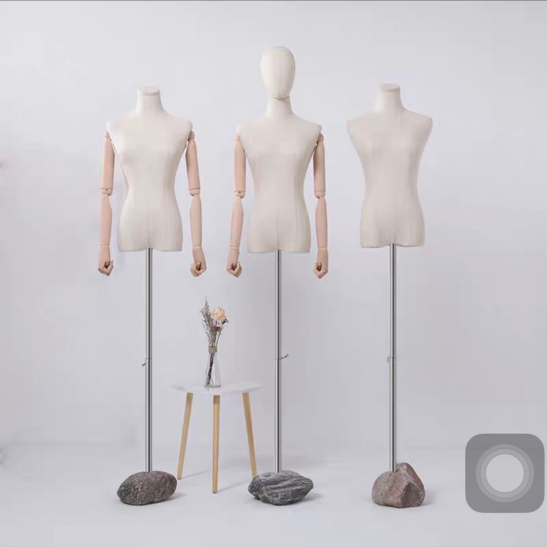 石头底座模特道具女半身日韩服装店橱窗假人女锁骨平肩模特展示架