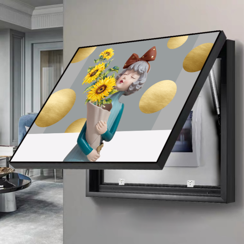 【一家三口小女孩】电表箱装饰画轻奢晶瓷画铝合金框画挂画遮挡画