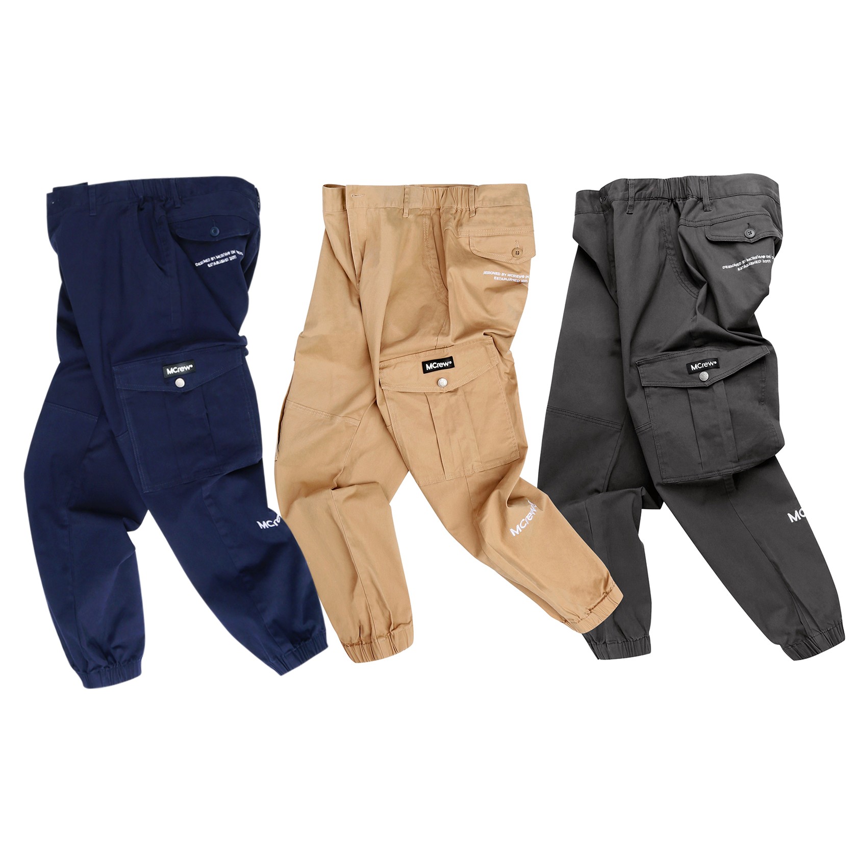 MCREW CABEAR 运动休闲束脚黑色卡其口袋贴袋宽松长裤梭织工装裤