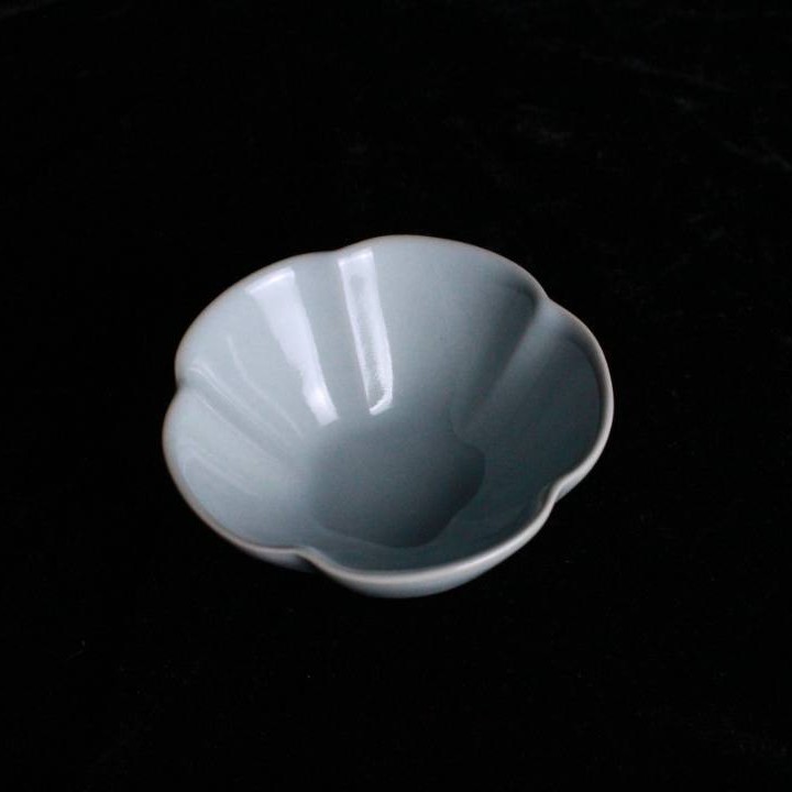 汝州原产地孟玉松天青色梅花主人杯名窑手工汝窑汝瓷花口菊瓣杯