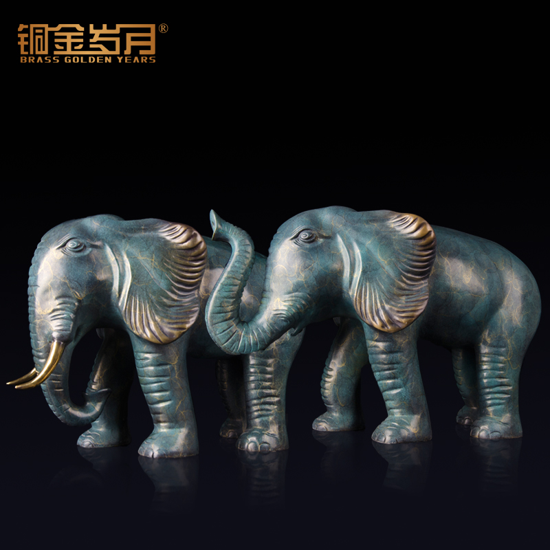 铜金岁月铜《吉祥大象》精品黄铜摆件大象摆件家居装品