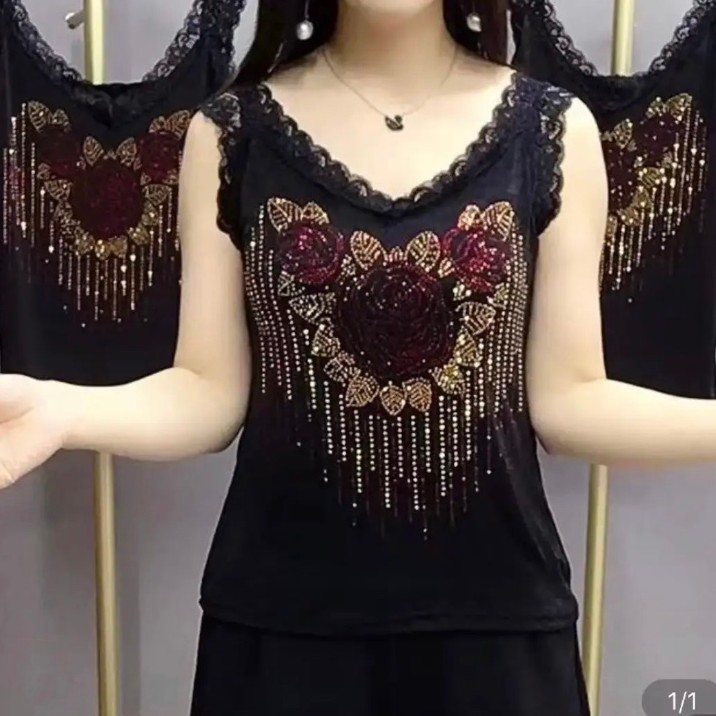 玫瑰花时尚百搭吊带背心女