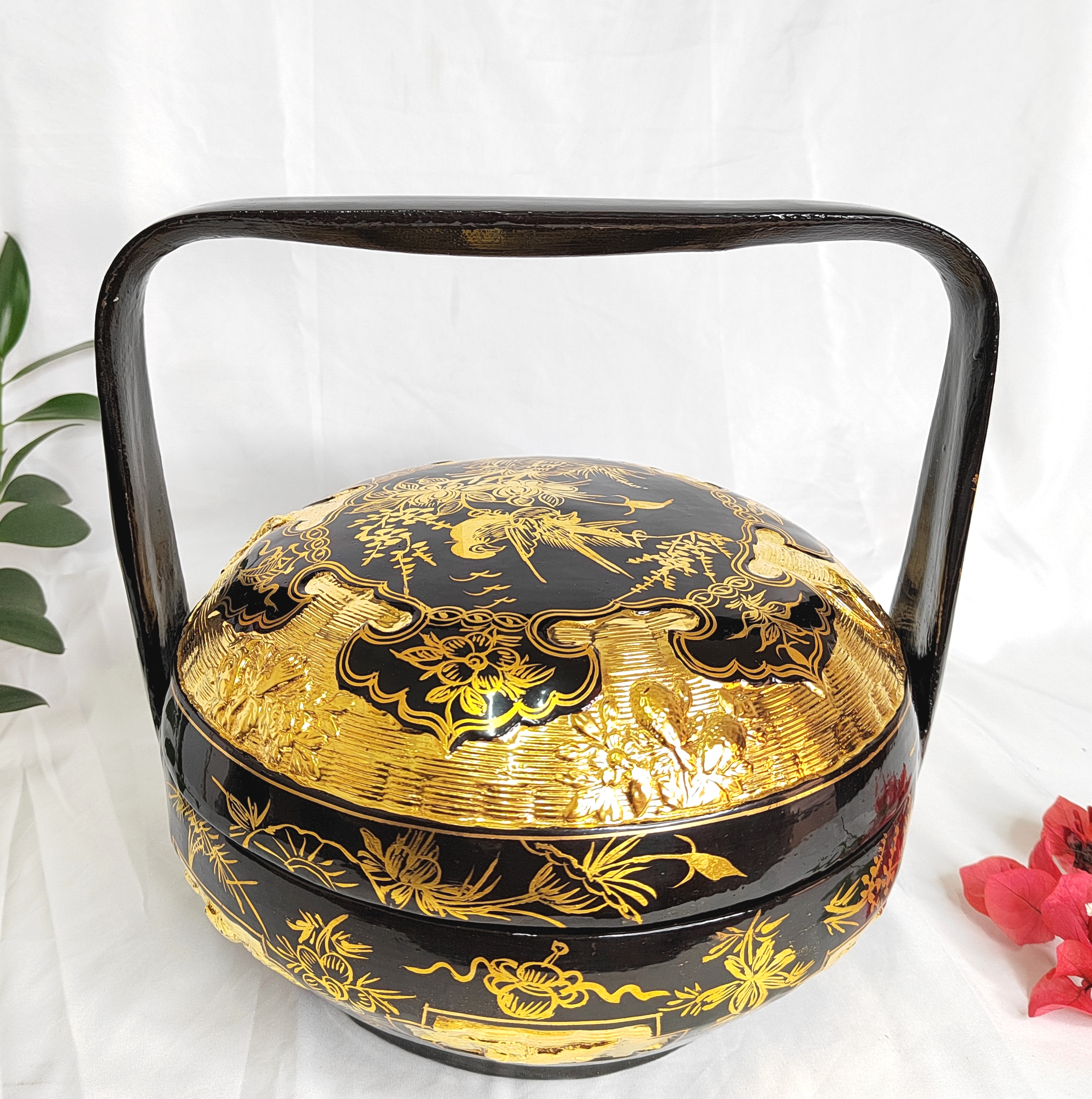 纯天然漆篮漆盘提篮