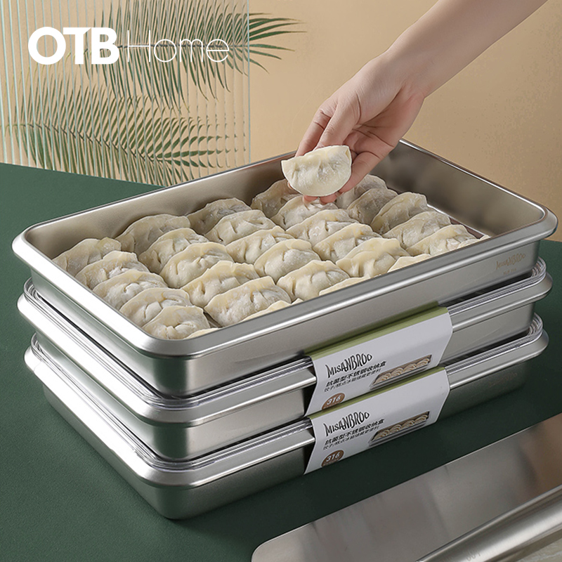 米膳葆不锈钢饺子盘冰箱冷冻专用大容量馄饨保鲜速冻收纳盒托盘