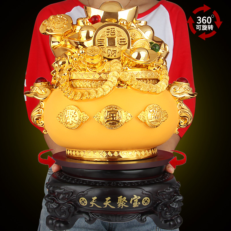 聚宝盆元宝摆件家居客厅装饰创意装饰礼品新房乔迁开业送礼工艺品