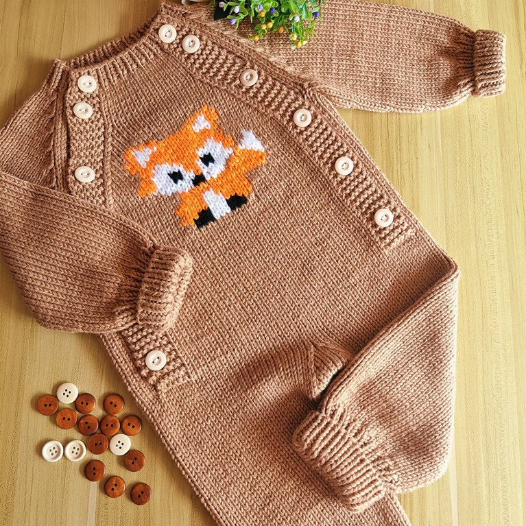 《狐狸爬爬服》毛线材料包幼儿宝宝手工洋气新款百搭针织时尚