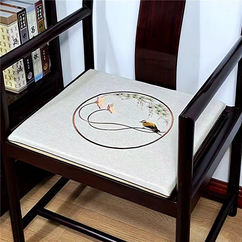 红木沙发刺绣坐垫新中式椅子餐椅实木家具桌椅垫茶椅座垫茶椅坐垫
