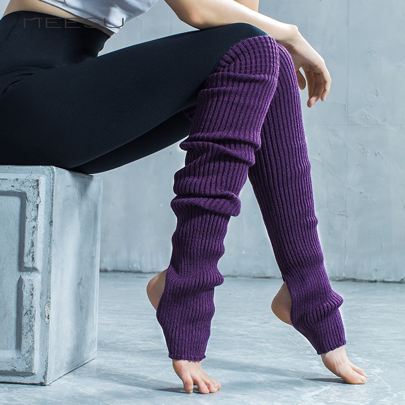 美愫瑜伽保暖袜套过膝中筒护腿防滑女专业袜子长筒秋冬季普拉提袜