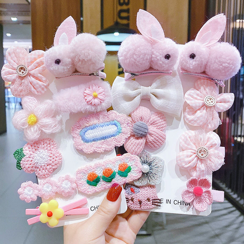 【 9件套小兔子发卡】儿童小女孩可爱公主头花毛绒夹子宝宝发夹头饰