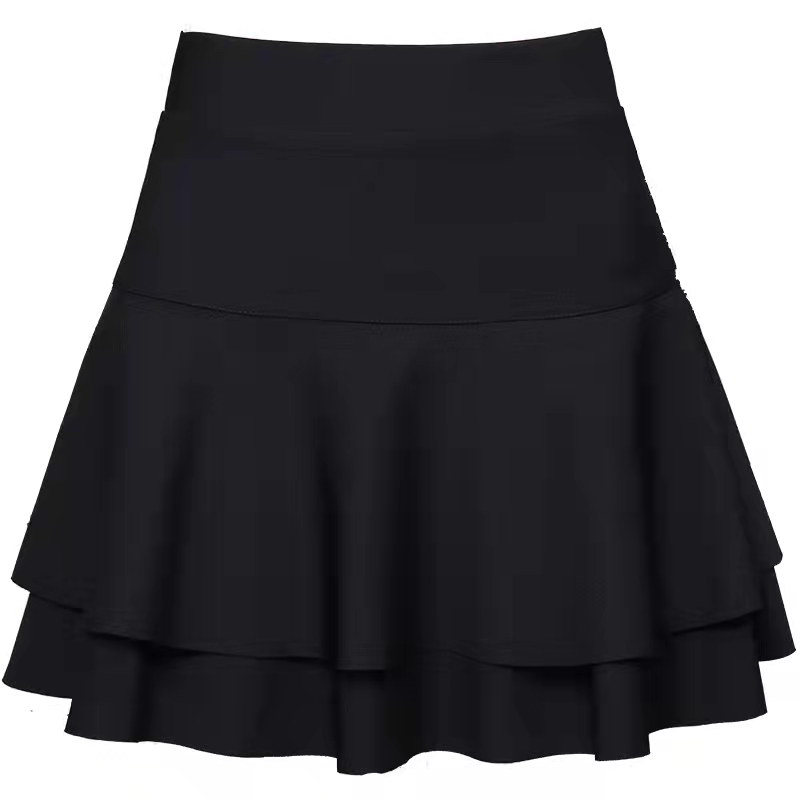 修身双层蛋糕高腰裙子广场舞水兵舞法式演出服显瘦半身裙大码裙子