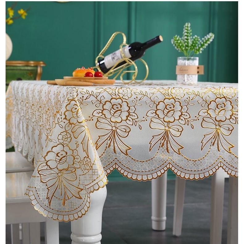 升级版长方形烫金桌布防水防滑【宽1.1米X长1.6米】家用桌台布