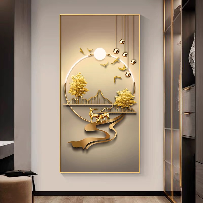 【福禄双至】进门入户玄关装饰画现代轻奢高档挂画简约走廊过道壁画