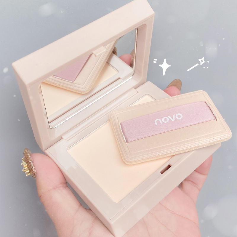 novo粉饼定妆遮瑕持久干粉防水防汗干湿两用国产老牌带粉扑女
