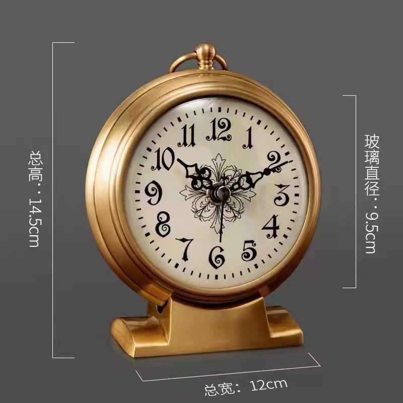 黄铜静音节能佳百丽6001台式时钟家用客厅卧室欧式床头美式中式