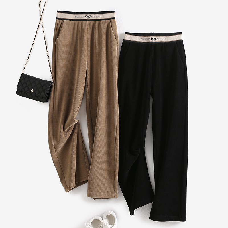 SS5178复古炸街【巨显腿长】时髦灯芯绒高腰显瘦阔腿直筒长裤女秋