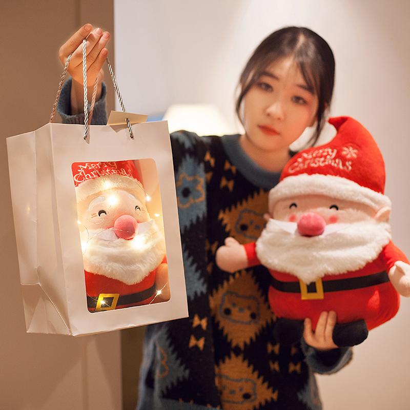 圣诞老人礼盒娃娃公仔毛绒玩具玩偶平安夜儿童圣诞节礼物布娃娃