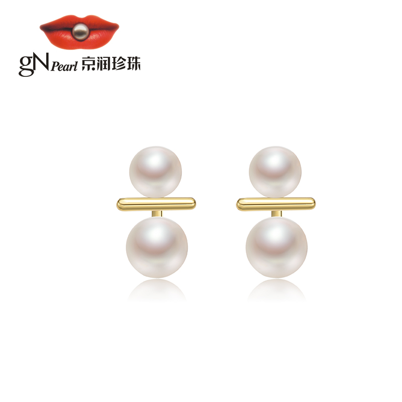 【新疆马力克专属】京润珍珠知音S925银镶嵌淡水珍珠耳钉白色时尚