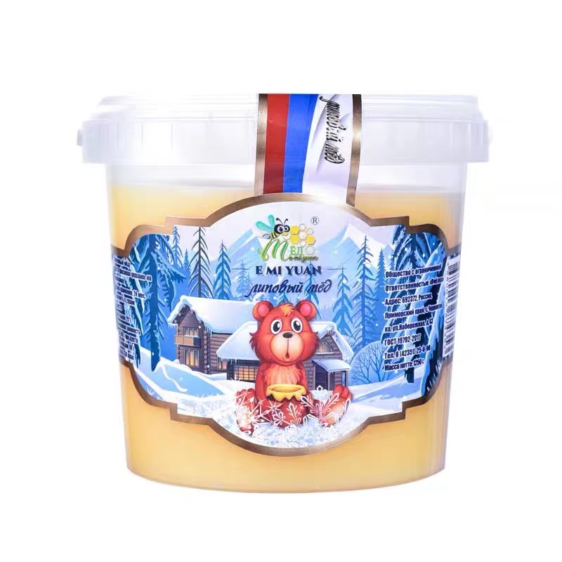 俄罗斯进口 冬熊牌椴树蜜雪蜜大桶家庭装1250克