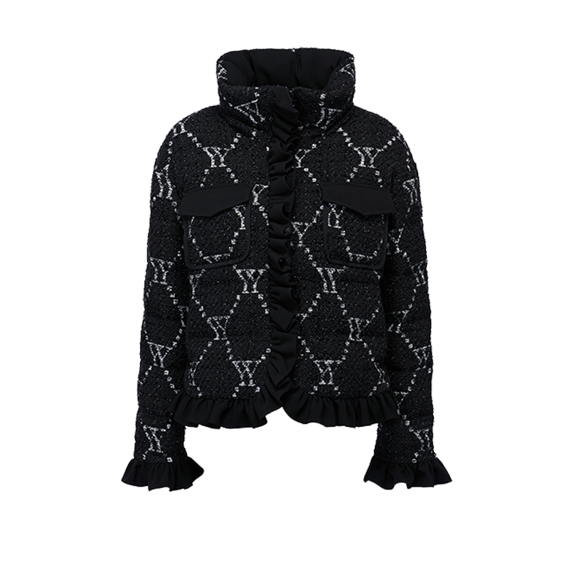 YES BY YESIR叶谦原创设计师短款黑色小香风羽绒服