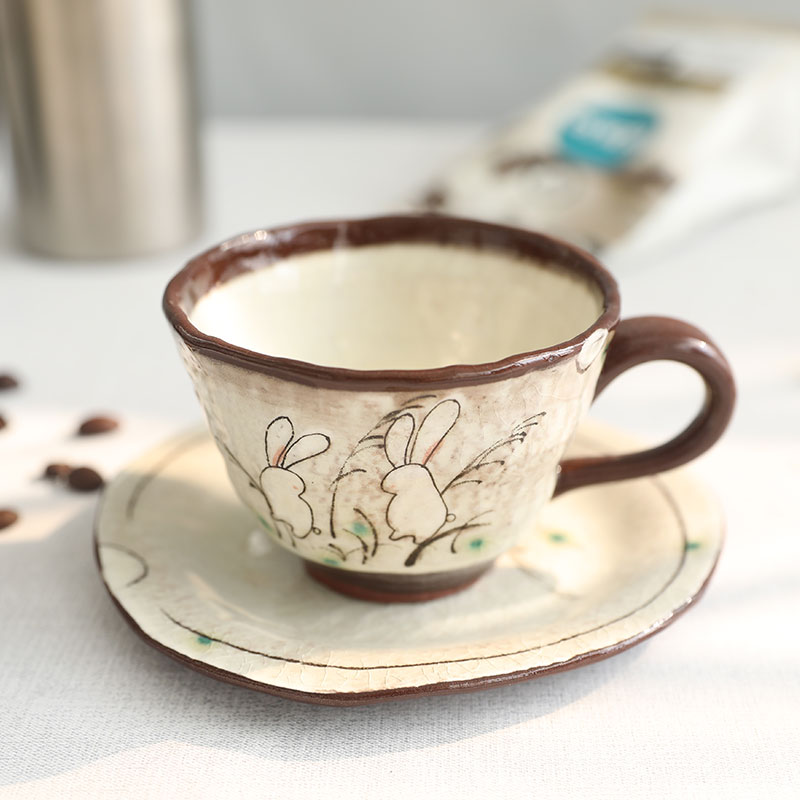 日本进口濑户烧咖啡杯家用咖啡杯复古茶杯手绘水杯杯碟复古咖啡杯