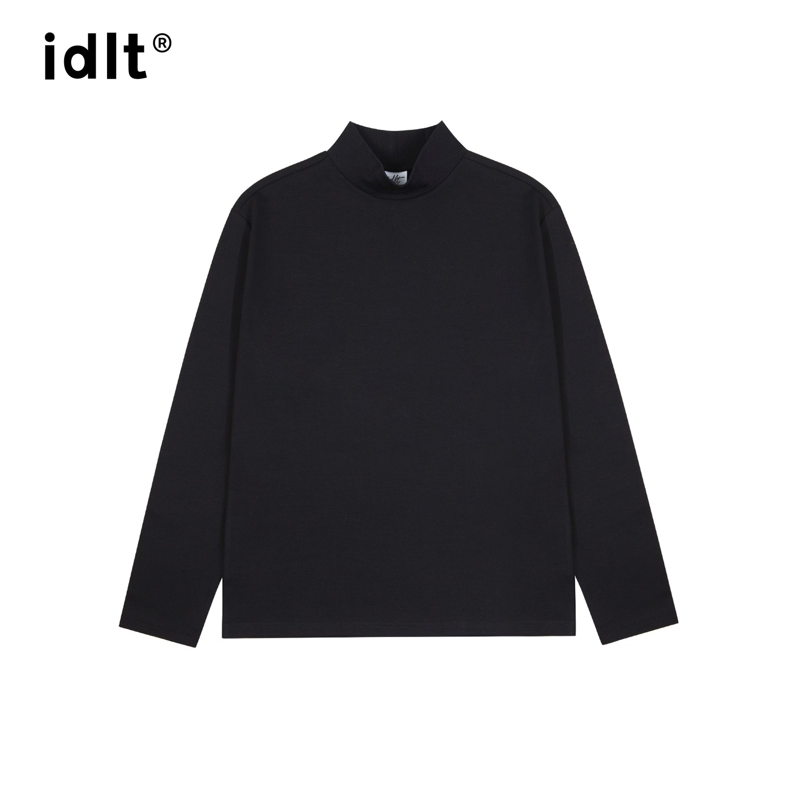 idlt 高质修身半高领立领原创黑色长袖T恤 男简约打底 潮 DT25