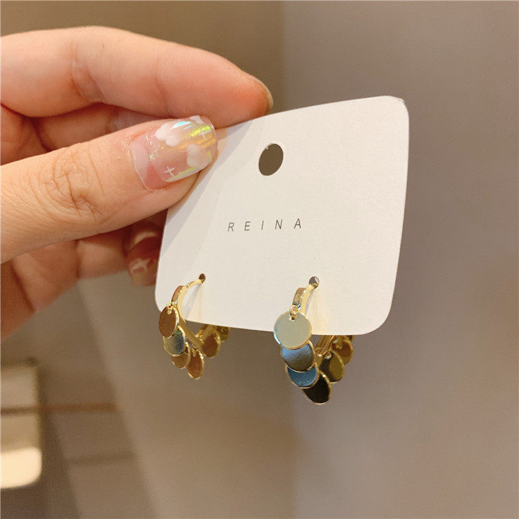 铜合金耳饰 AL799 气质金属圆片爱心耳扣耳环耳圈耳钉时尚百搭ins