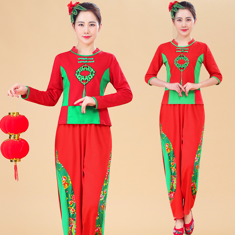 中袖广场舞服装秧歌套装