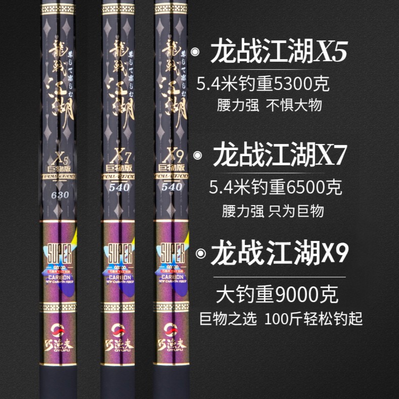 Skiofishes/巧渔夫龙战江湖台钓竿X5X7X9抛投品牌大物竿巨物鱼竿