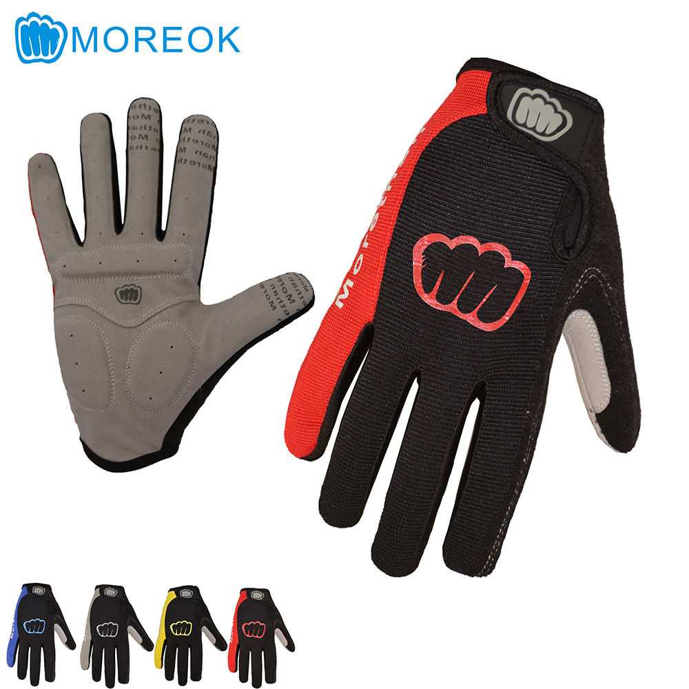 MOREOK一字米户外运动专用骑行手套防滑耐磨触屏保暖长指单车手套