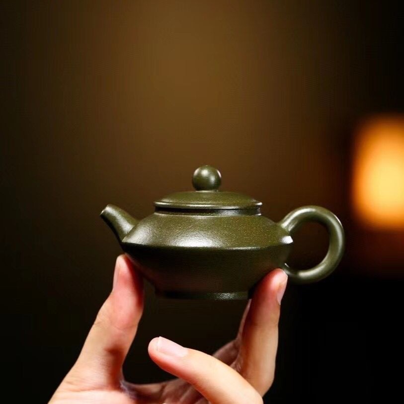 宜兴原矿紫砂壶手把玩壶小容量茶壶功夫茶具迷你壶合欢豆绿泥