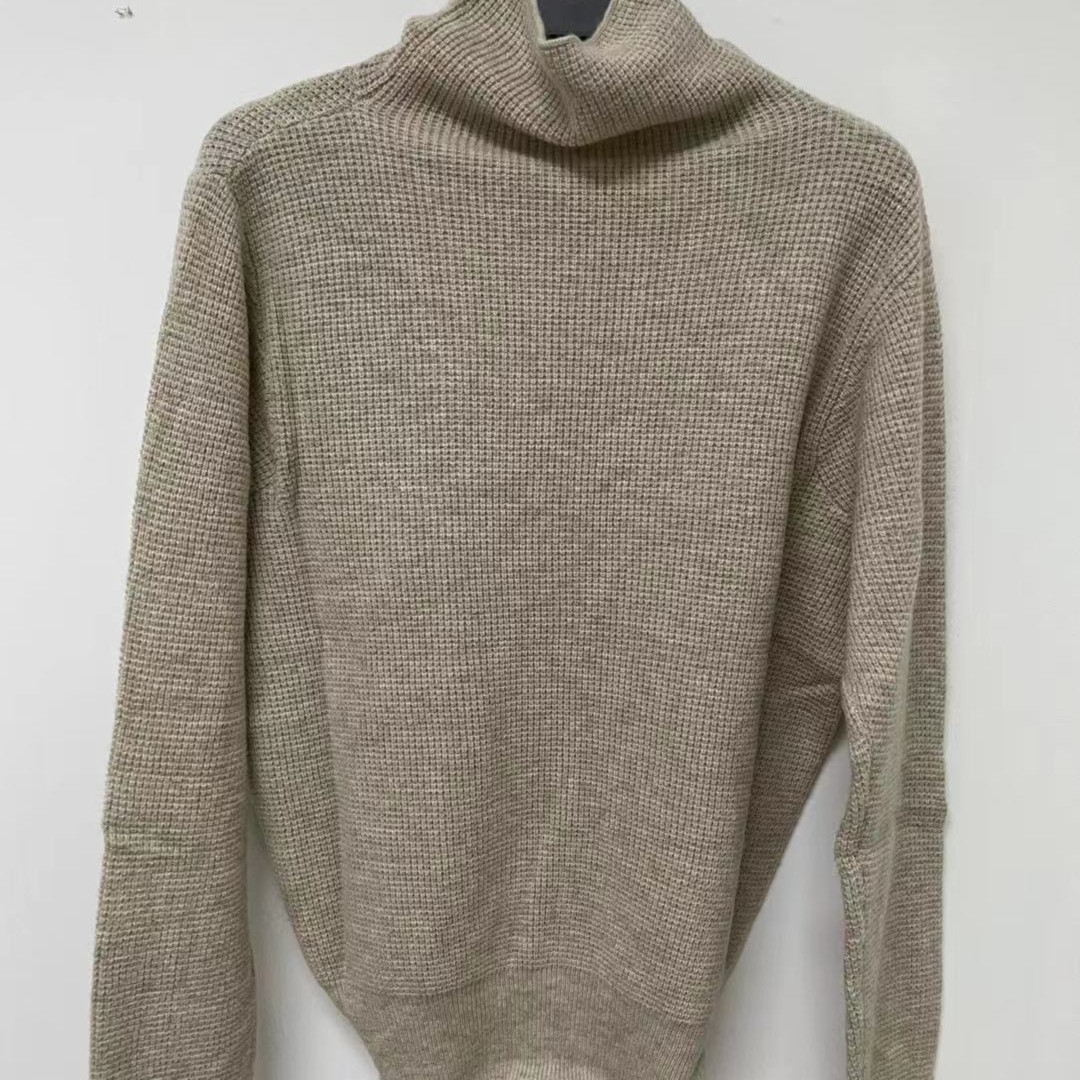 格纹提花高领羊毛衫