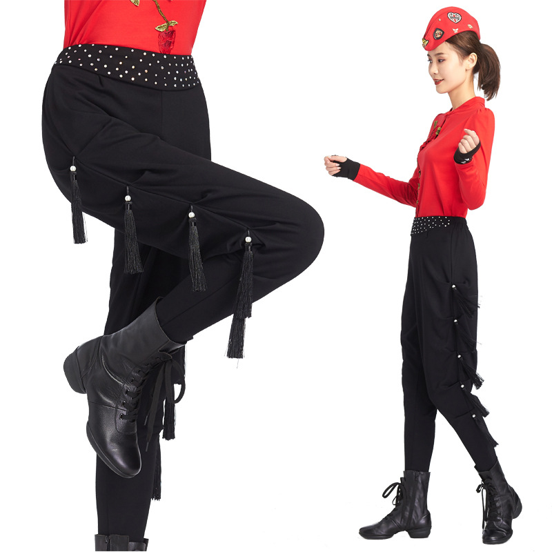 （老师同款）舞裤流苏裤哈伦裤舞蹈裤水兵舞服装广场舞裤子女长裤