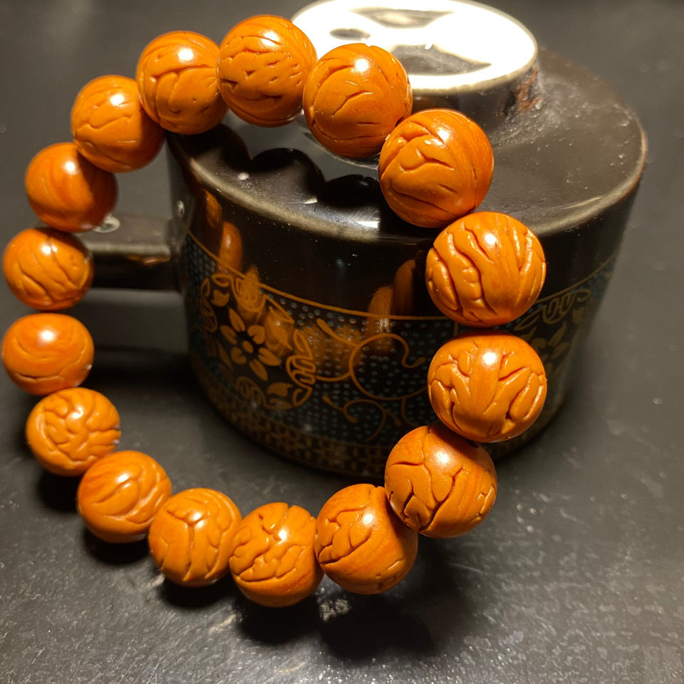 龙纹桃核光珠手串精品纯手工制作正圆光珠手链脖挂36－108颗文玩