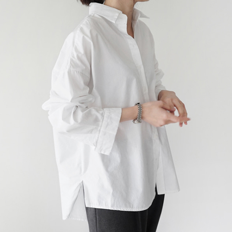 907 韩国打底白衬衫春季新款白色长袖韩范大码女装衬衫百搭