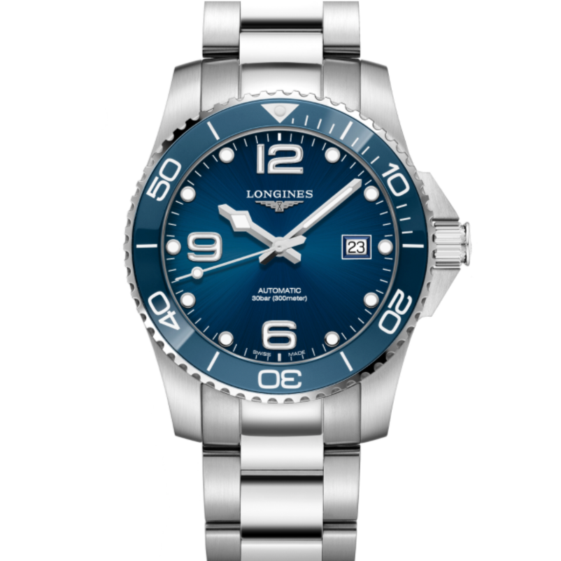 99新 Longines/浪琴 康卡斯/蓝色陶瓷圈/表径43mm/防水300米/