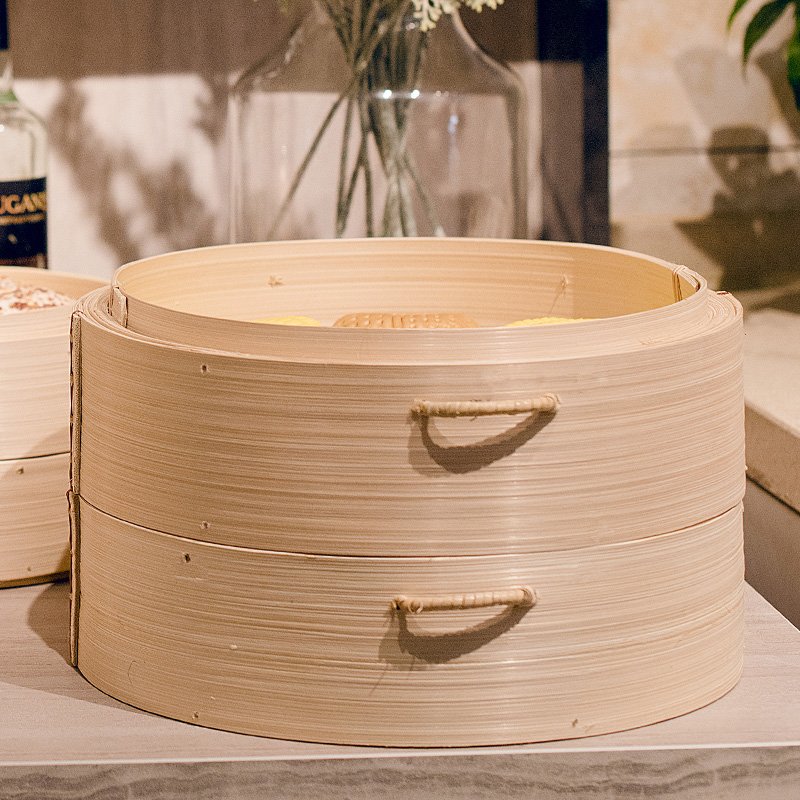 竹之森家用竹蒸笼加高加深小笼包笼屉防烫提手蒸屉加把手商用笼屉商品图