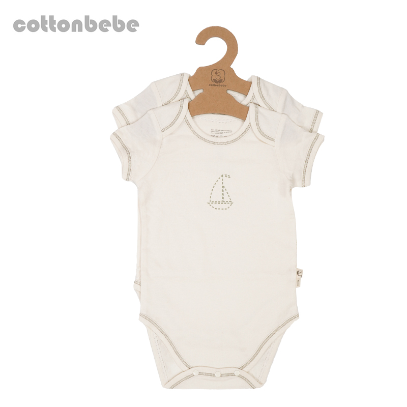 COTTONBEBE2件装包屁衣 婴儿薄衣服连体 宝宝睡衣三角哈衣